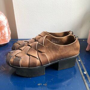 Intrecciato Leather Platform Shoes